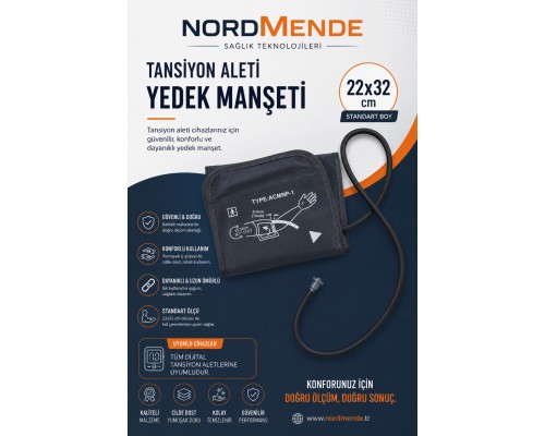 NORDMENDE Dijital Tansiyon Aleti Manşeti 22-32 cm Evrensel Yedek Kol Manşeti Tüm Dijital Tansiyon Aletleri ile Uyumlu "Dijital Tansiyon Aleti Manşeti 22-32 cm Evrensel Yedek"