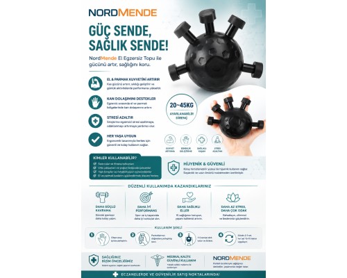 NORDMENDE Gripball Bilek ve Parmak Güçlendirme Topu – El Egzersiz Topu – Kavrama Gücü Antrenman Topu – El Bilek Parmak Egzersiz Ekipmanı