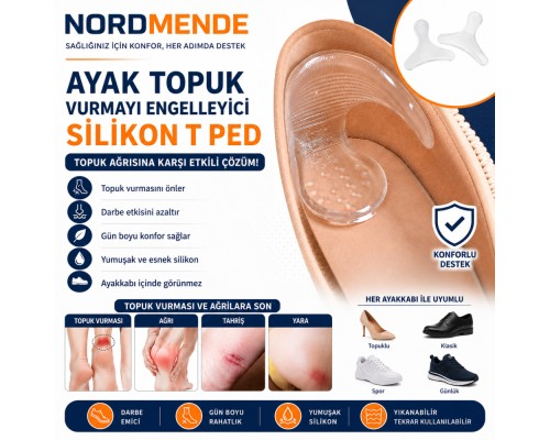 NORDMENDE Silikon T Ped Ayak Topuk Vurmayı Önleyici Topuk Koruyucu
