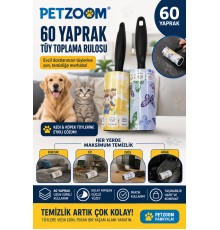 PETZOOM 60 Yaprak Tüy Toplama Rulosu Kedi Köpek Tüy Toplayıcı Ev Koltuk Araç Ofis Temizlik Rulosu