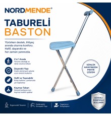 NordMende Tabureli Baston Oturaklı Katlanabilir Yürüyüş Bastonu Taşınabilir Baston Sandalye