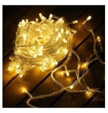 Yılbaşı Aydınlatması 100 LED Perde Hortum Sıcak Beyaz Işık - 10 Metre Dekoratif Şeffaf Kablolu Süs