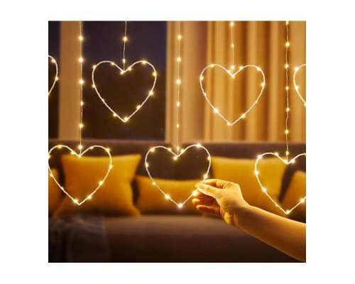 Kalpli Perde LED Işıklar, Sevgililer Günü Romantik LED Aydınlatma Kalpli Perde LED Işıklar, Sevgililer Günü Romantik LED Aydınlatma