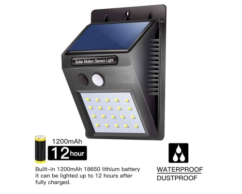 20 Ledli Hareket Sensörlü Dış Mekan Solar Lamba 20 Ledli Hareket Sensörlü Dış Mekan Solar Lamba