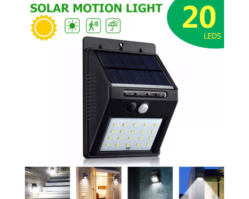 20 Ledli Hareket Sensörlü Dış Mekan Solar Lamba 20 Ledli Hareket Sensörlü Dış Mekan Solar Lamba