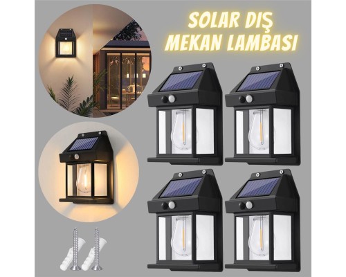 Güneş Enerjili Bahçe Aydınlatması Aplik Dekor Solar Ve Sensörlü Bahçe Balkon ve Garaj Lambası Güneş Enerjili Bahçe Aydınlatması Aplik Dekor Solar Ve Sensörlü Bahçe Balkon ve Garaj Lambası