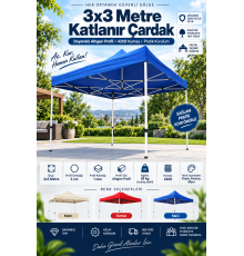 3x3 Metre Gazebo Tente - Su Geçirmez, UV Korumalı, Hızlı Kurulum, Dayanıklı Katlanabilir Çardak (Kare Profil)