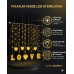 3 Metre Perde Led Işık - 8 Modlu Kalp ve LOVE Figürlü Dekoratif Animasyonlu Led