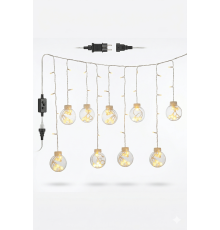 3 Metre 10 Toplu Perde LED Işık - Gün Işığı Şeffaf Dekoratif Aydınlatma - 8 Fonksiyonlu Led