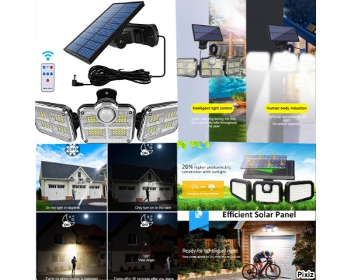 Solar Panelli Uzaktan Kumandalı 122 LED Bahçe Aydınlatması