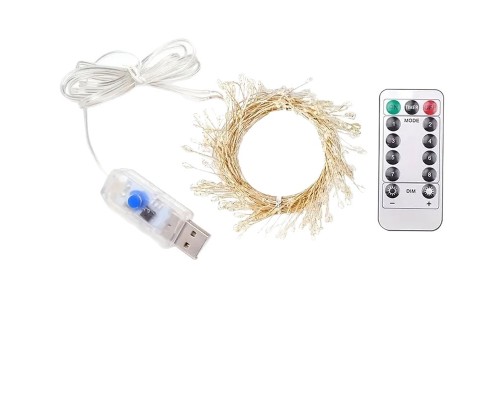 6m 200 Led Gün ışığı Uzaktan Kumandalı 8 Modlu Usb'li