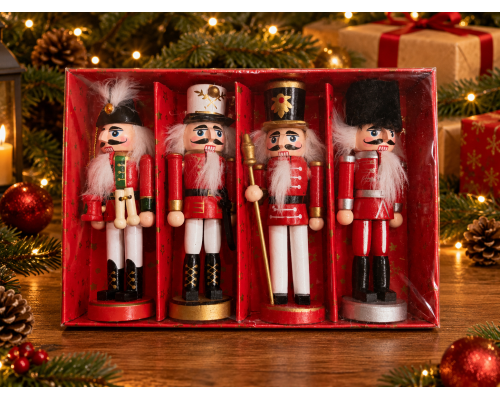 Kurşun Asker Ahşap Dekoratif Eşya (4’lü Set-12.5/13cm)