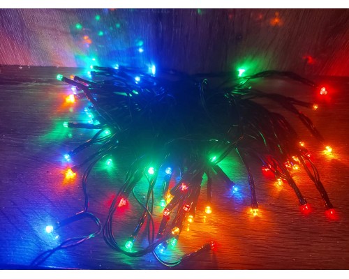 10m 100 Led Pilli 2 Kademeli RGB IŞIK Siyah Kablo