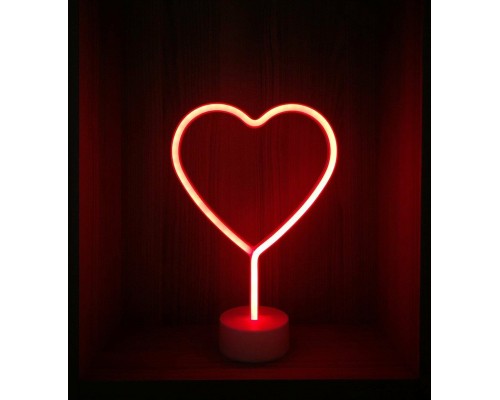 Neon Işıklı Kalp Masa Gece Lambası PİL+USB
