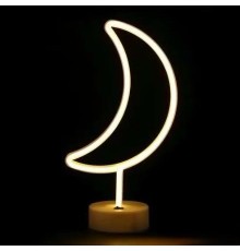 Neon Işıklı Ay Masa Gece Lambası Pil+Usb