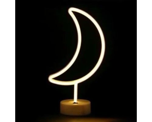 Neon Işıklı Ay Masa Gece Lambası Pil+Usb