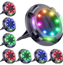 4'lü Solar Panelli Kazıklı Zemin Solar Ledi 8+4 Led RGB