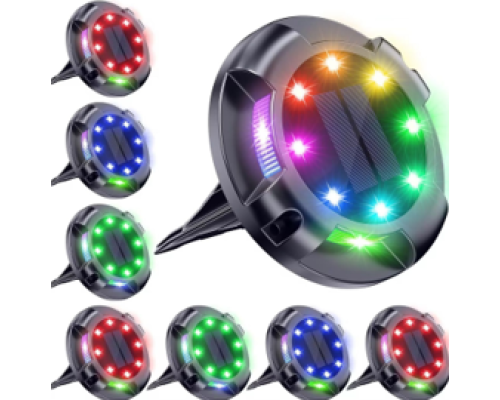 4'lü Solar Panelli Kazıklı Zemin Solar Ledi 8+4 Led RGB