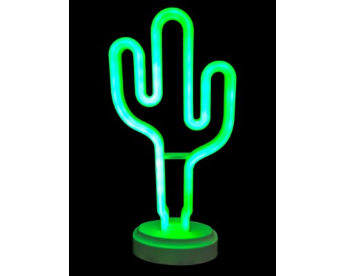 Neon Işıklı Kaktüs Masa Gece Lambası Pil+Usb