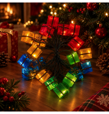 4 Metre 20 Led Pilli 2 Kademeli Hediye Kutusu Yılbaşı Ağacı Süsü Led Işık MZ-2