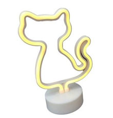 Neon Işıklı Kedi Lamba Pil ve Usb Pembe Işık MZ6200-260
