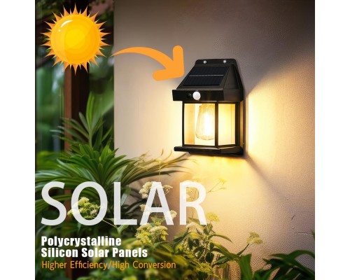 Güneş Enerjili Solar Duvar Lambası Rustik Ampul-Gün Işığı MZ-800