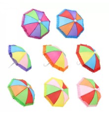Gökkuşağı Ufak Dekorasyon Şemsiyesi 10'lu Paket