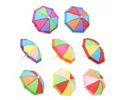 Gökkuşağı Ufak Dekorasyon Şemsiyesi 10'lu Paket