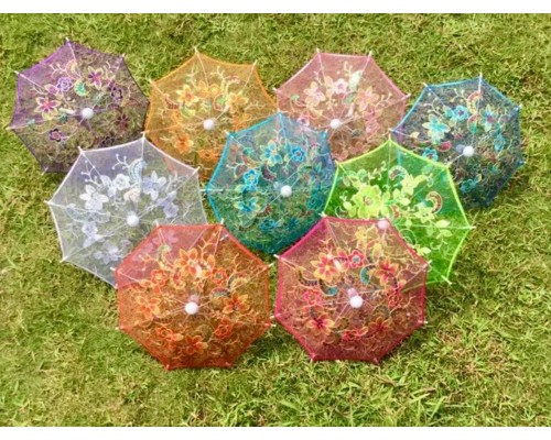 Dantelli Ufak Dekorasyon Şemsiyesi 10'lu Paket