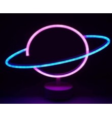Neon Işıklı Satürn Lamba Pil+Usb MZ-503