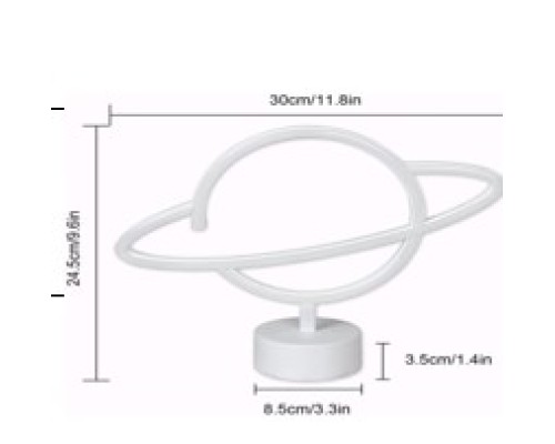 Neon Işıklı Satürn Lamba Pil+Usb MZ-503
