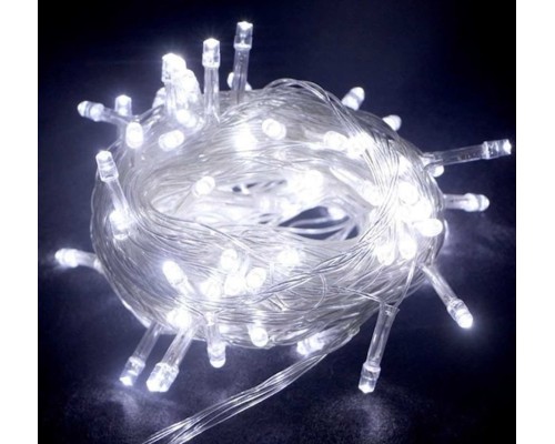 10m 100 Led Boncuk Lamba Beyaz Işık Şeffaf Kablo MZ-18-11