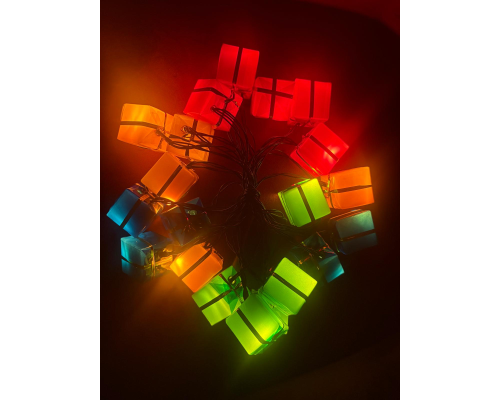 4 Metre 20 Led Pilli 2 Kademeli Hediye Kutusu Yılbaşı Ağacı Süsü Led Işık MZ-2