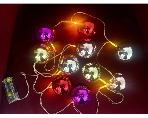 2 Metre 10 Led Pilli 2 Kademeli Parlak Top Led Yılbaşı Ağacı Süsü MZ-3