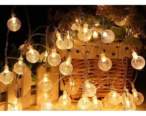 5m 28 Led Kristal Top Gün Işığı Şeffaf Kablo Fişli Eklemeli MZ-18-14