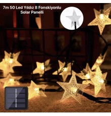 7m 50 Led Yıldız 8 Fonksiyonlu Solar Panelli-Gün Işığı