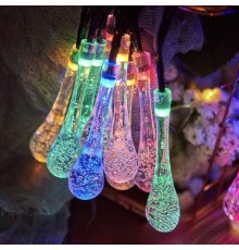 7m 50 Led Damla 8 Fonksiyonlu Solar Panelli-RGB