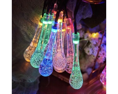 7m 50 Led Damla 8 Fonksiyonlu Solar Panelli-RGB