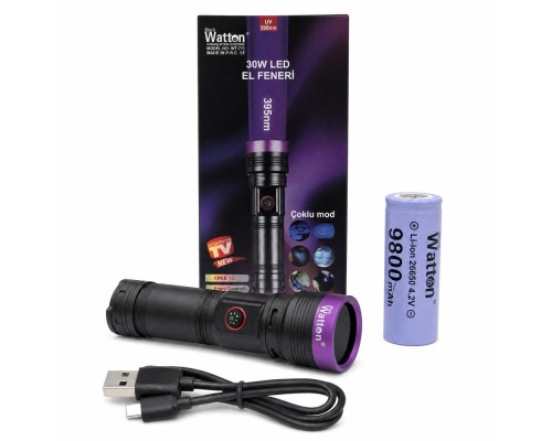 30W 395NM ŞARJLI UV ULTRAVİOLE LED IŞILK WT-711