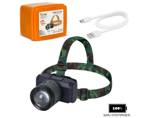 4200 LÜMEN ŞARJLI SENSÖRLÜ GÖSTERGELİ KAFA LAMBASI WATTON WT-719